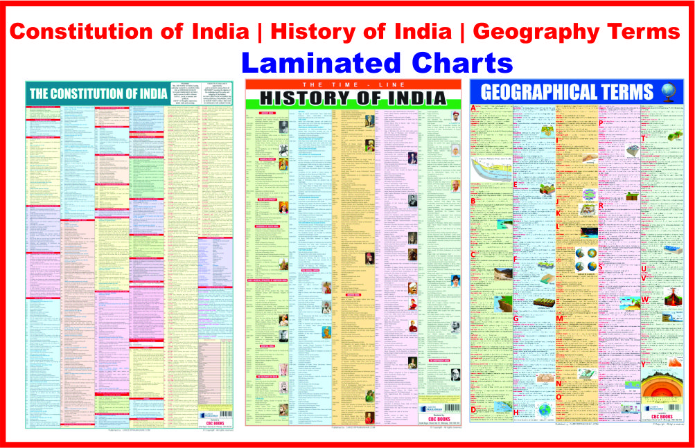 Constitution of India Chart, Indian History Chart, Geography Terms Chart  
