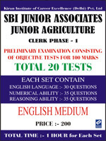 SBI junior associates junior agriculture clerk phase 1 |  20 Mock  Test